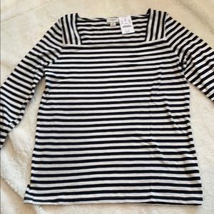 J Crew ladies striped navy and white shirt